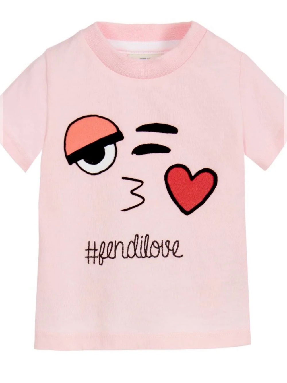 Fendi Kids Light Pink Graphic Heart Wink Tee